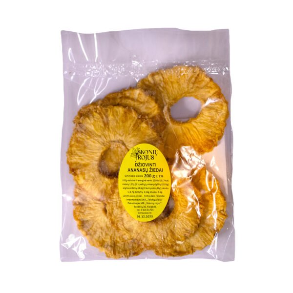 Džiovinti ananasų žiedai natūralus 100g.